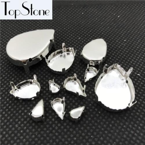 All Sizes Droplet Silver/Gold Metal Empty Claw Closed Back Setting for Sewing Teardrop Fancy Stones