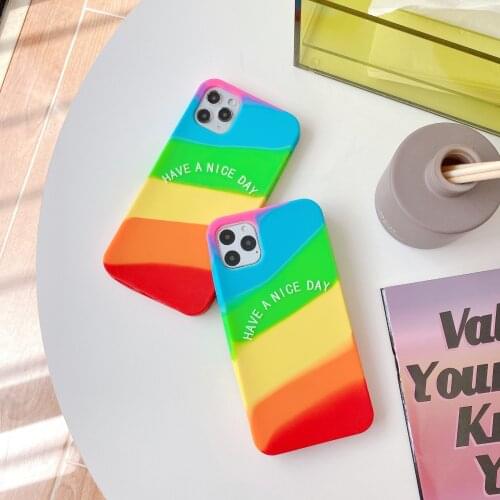 Rainbow Silicone Phone Case For iPhone 12 11 Pro Max For Girl Have A Nice Day For iPhone 6 6S 7 8 Plus X XS XR XS Max Case Coque
