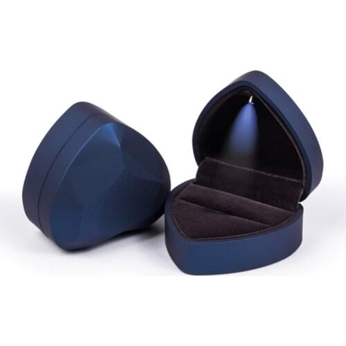 Ring Box With LED Wedding Ring Pendant Box Display Storage Jewelry Case Velvet Lining Gift Boxes