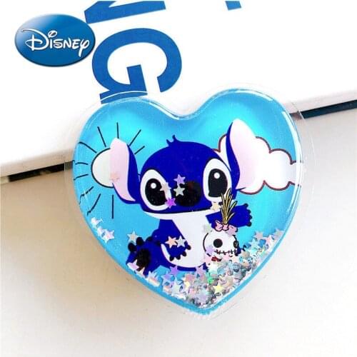 Disney Stitch Mobile Phone Quicksand Folding Stand Cartoon Liquid Decompression Ring Buckle Desktop Airbag Stand