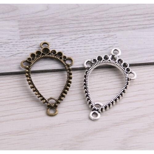 SWEET BELL 40pcs 23*27mm Two Color Zinc Alloy Necklace Charm Jewelry DIY Hollow Round Connector Pendant Necklace