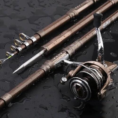 Brown Sea Pole 2.4m 2.7m 3.6m 4.2m 4.5m Long Shot Throwing Rod Telescopic spinning carp fishing rod