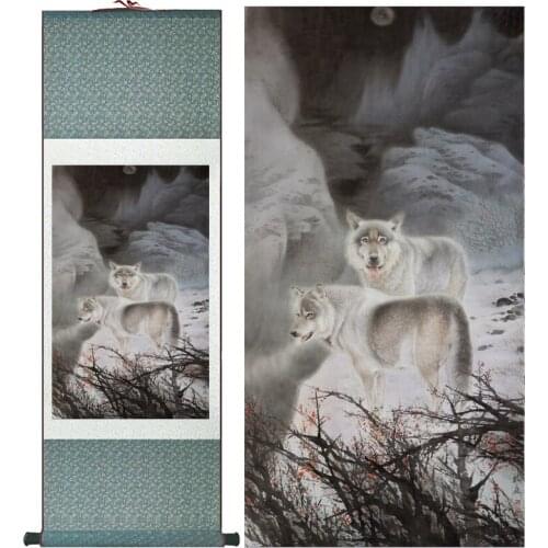 Wolf painting traditional Chinese Art Painting Home Office Decoration Chinese painting Wolf painging