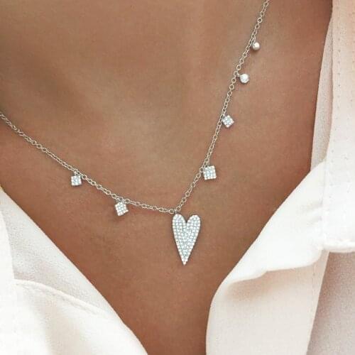 New Style Chain Necklace S925 sterling silver geometric charm Heart Shape Necklaces for Women Pendants Choker Jewelry
