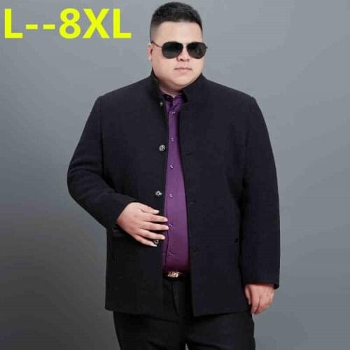8XL 6XL Winter Wool Jacket Mens High-quality Wool Coat Casual Business Men Trench Coat Jacket Men Mandarin Collar Overcoat