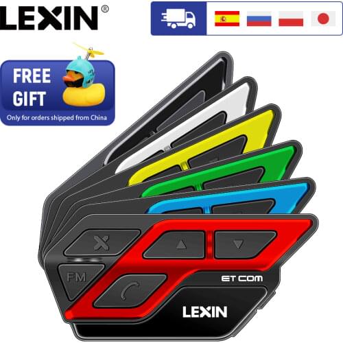 1PC LEXIN ET COM Motorcycle Bluetooth v5.0 Intercom with 6 DIY Color, Waterproof Helmet Headsets 1200m for 2 Riders Auriculares