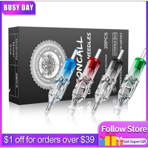 Cartridge Tattoo Needles 20PCS RL RS RM M1 Disposable Sterilized Tattoo Needle for Tattoo Cartridge Machines Grips Supplies