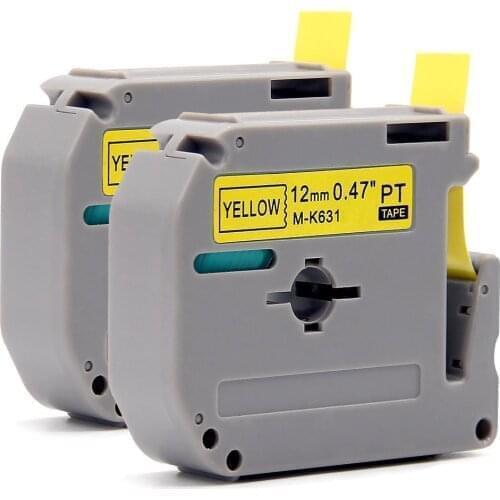 20PK Brother P-touch Compatible M-K631 MK631 MK-631 M tape Black on Yellow tape 12mm x 8m PT 65 PT-85