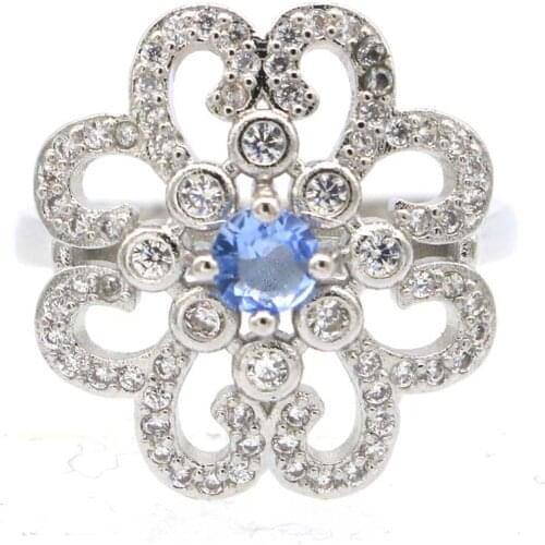 23x20mm Delicate Fine Cut Created Black Onyx Pink Kunzite Girls Daily Wear Silver Rings Wholesale Drop Shipping