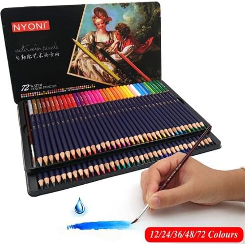 48/72 color profession drawing pencils set water-soluble color pencil set gift box hand-painted learning supplies