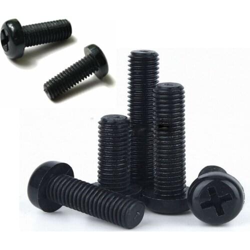 25pcs/Lot black Nylon Plastic insulation Phillips Cross Recessed round pan Head Machine Screw M2 m2.5 m3 m4 m5 m6 M8