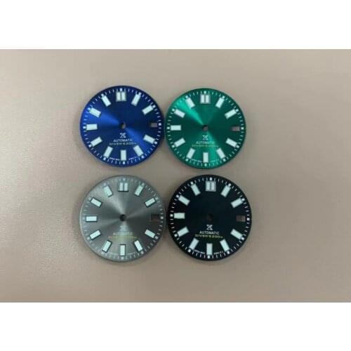 28.5mm Green Luminous Single Date Watch Dial for NH35 Movement with S Logo
