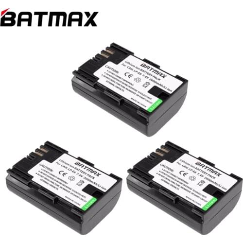 3Packs 7.4V 2000mAH LP-E6 LPE6 LP E6 Digital Camera Batteries akku for Canon 5D Mark II III 7D 60D EOS 6D, for canon accessories