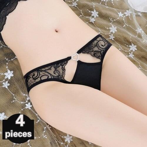 4 pcs Womens underpants sexy lingerie Female underwear Womens lace shorts Panties low-waist underpants Womens shorts thong