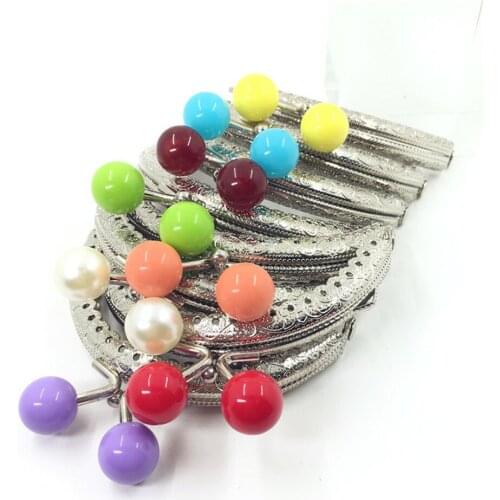 8.5cm candy ball kiss buckle knurling purse frame silver color women coin bag making DIY metal clasp 10pcs/lot
