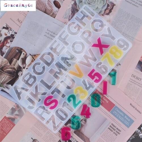 English Alphabet A-Z Letter Epoxy Resin For Jewelry Accessories DIY NUmber Handcraft Filling Resin Mold Sets UV Resin silicone