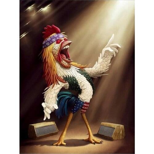 ARMYQZDIY Cartoon diamond painting rooster round diamond square diamond tapestry mosaic art rhinestone painting picture puzzle d