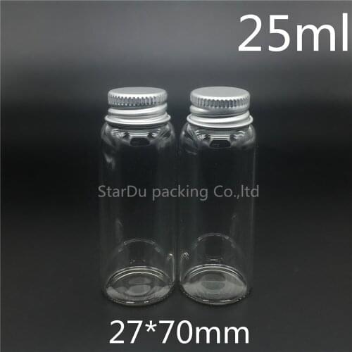 Free Shipping 200pcs/lot Diameter 27mm 25ml Screw Neck Glass Bottle For Vinegar alcohol,carft/storage Candy Bottles