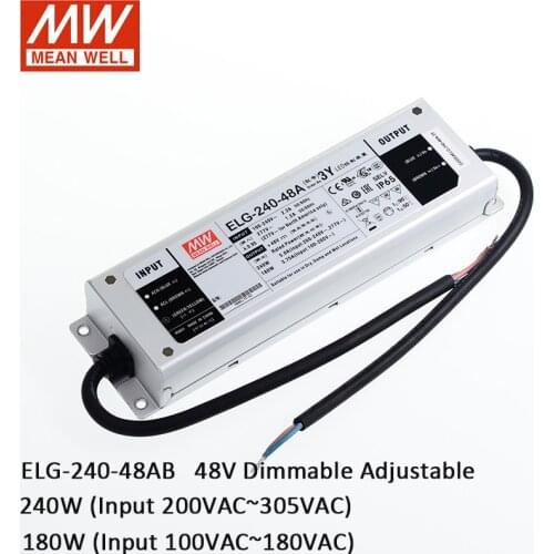 MEAN WELL ELG-240-48AB 240W LED Dimming Power Supply 110V/220V AC to 48V DC 5A waterproof IP65 Meanwell Adjustable led driver