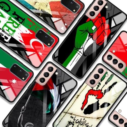 Phone case For Samsung S21 S20 Ultra Plus FE S10e Lite S10 S9 S8 plus Glass Bumper Soft Fundas free palestine flag