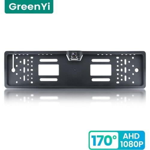 GreenYi 170 Degree HD 1080P AHD EU European Car Rear View Number License Plate Frame Camera Fisheye Night Vision 4 pin Vehicle