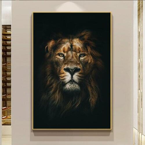 Large Size African Wild Lion Head Art Posters and Prints Animals Art Canvas Paintings on the Wall Art Pictures Home Wall Decor