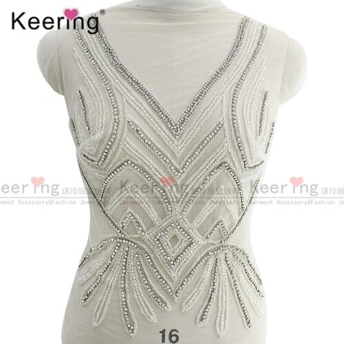 Keering Crystal Applique Bodice for wedding panel WDP-258