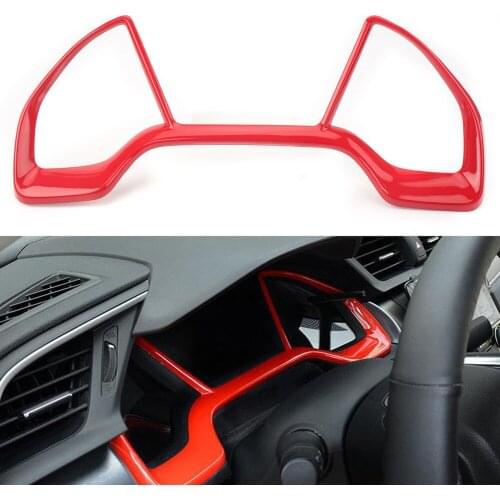 Red ABS Car Dashboard Frame Cover Moulding Trim For Honda X Civic Hatchback 2016 2017 2018
