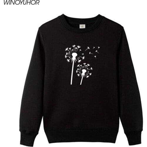 Hot Sale Winter Wildflower Dandelion Print Women Sweatshirts Casual Funny Hoodies Gift For Lady Yong Girl Tops Pullover