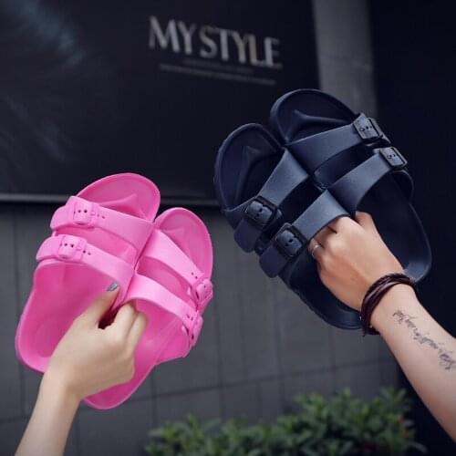 2020 New Summer Men Slippers Non-slip Outdoor Beach Couple Slippers Casual Shoes Slides Black Sandal Plus Size 36-45 Flat Slides