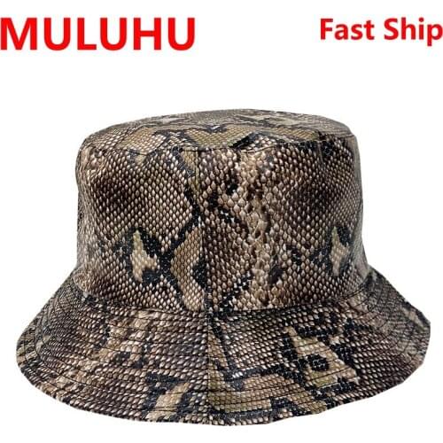 Kapelusze Personality Snake Print Men Women Cotton Double Sided Cap Four Seasons Panama Fashion Fold Sun Fishing Fisherman Hats