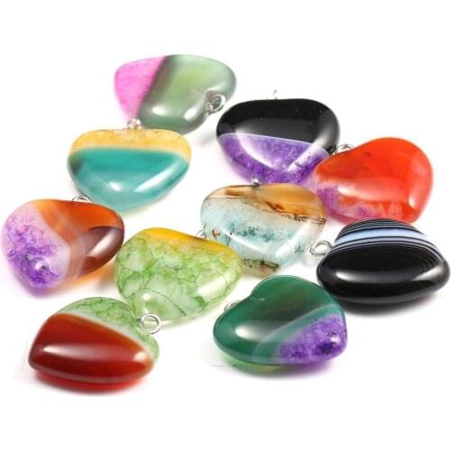 Natural Semi Precious Stone Pendant Peach Shaped Agates With Dragon Pattern Color Random DIY For Making Necklaces And Bracelets