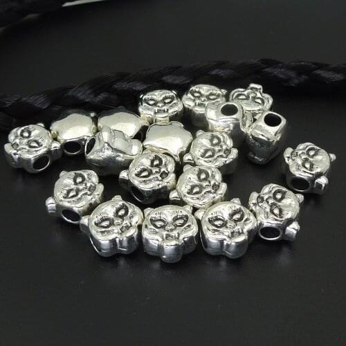 BIG hole Charms Antique Tiger Silver Metal Zinc Alloy DIY Beads Hair Braid,14*13*9mm, Hole Size 5mm Charm for Bracelets Making