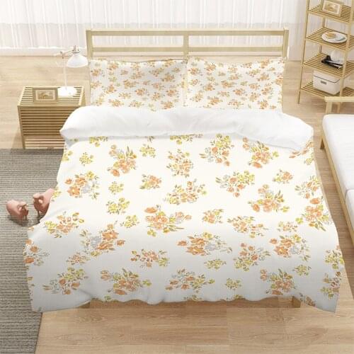 Simple Elegant Yellow Flower 3D Luxury Bedding Set Girl Duvet Cover Sets King Queen Double Full Single Size Luxury Dropship