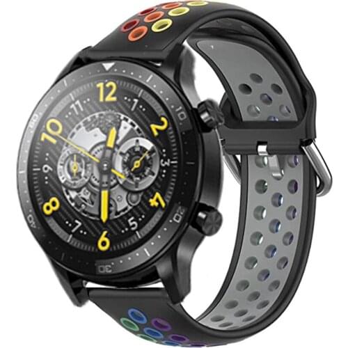Rainbow Wrist Strap For Realme Watch S Pro Silicone Sport Bracelet For Ticwatch E3 E 2 S2 GTH GTX Waterproof Smart Watch Bands
