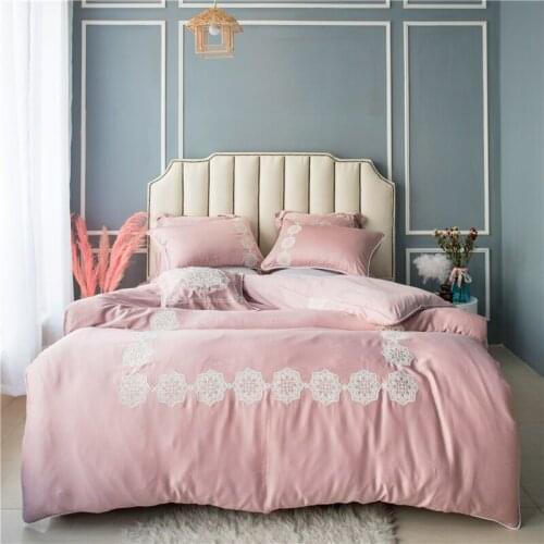 60 Tencel Pure Lace Luxury Bedding Set Soft Bedclothes Duvet/Quilt Cover Bed Linen sheet set 4 Pieces Bedding Sets