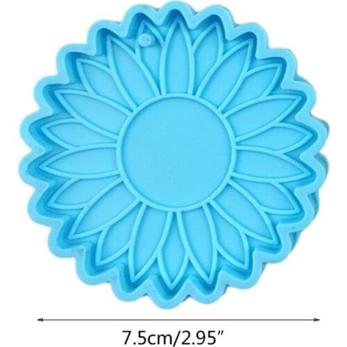 Sun Flower Keychain Epoxy Resin Mold Key Ring Pendant Earrings Silicone Mould Drop shipping
