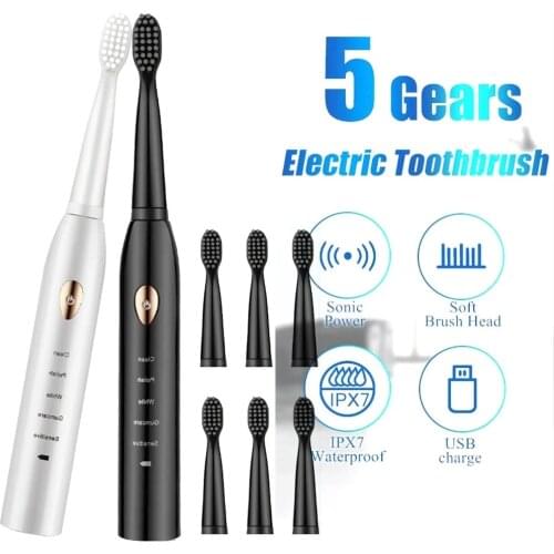 Electric Toothbrush 5 Modes One Button Control Travel Toothbrush USB Charge Smart Timing Electric Tooth Brush IPX7 Waterproof