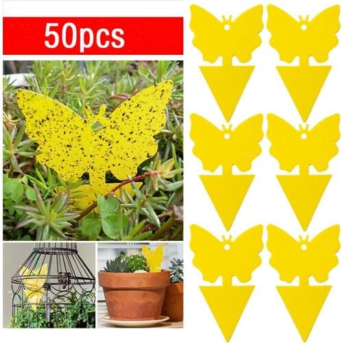 50pc Strong Yellow Sticky Traps Fruit Fly Bugs Sticky Board Indoor/outdoor Use Mosquito Flying Insects Dual-sided Insect Catcher
