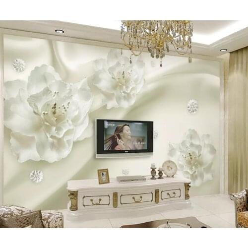 Modern Custom 3D Wallpaper Silk flower European style 3d stereo TV background wall Home Decor Living Room Wall Covering