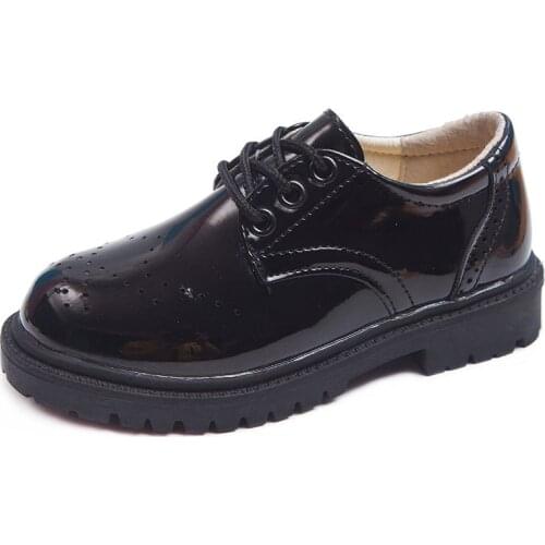 2019 New 3-5 10 15 Year Boys Girls Leather Shoes For School Black Party Shoes For Kids Autumn Fashion Dance Children Teens Shoe