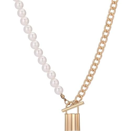 VG 6YM The New Lock And Pearl Ladies Necklace Same Paragraph Womens Birthday Party Necklace Jewelry Dropshipping Gifts