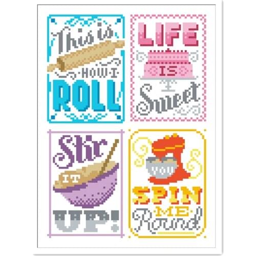 Ice cream cross stitch package cartoon word 18ct 14ct 11ct cloth cotton thread embroidery DIY handmade needlework