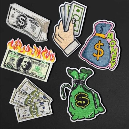 High Quality Iron On dollar DIY Applique Embroidery Patch Sew On Purse Bags Patch for Clothes Patches Clothing Accessories