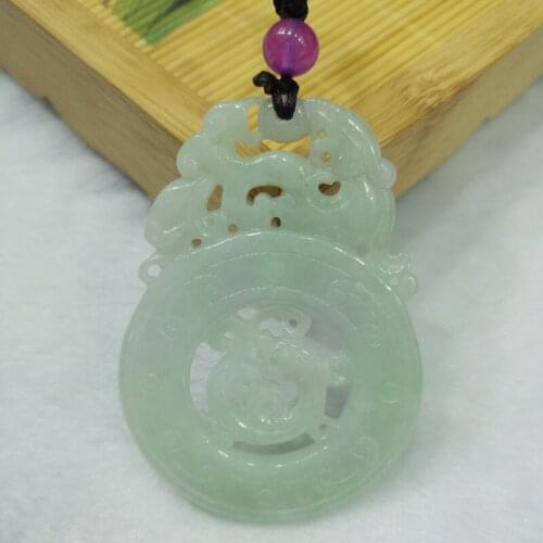 Fine Jewelry Natural Emerald handmake carved Necklace Lucky women and men Jade Pendant