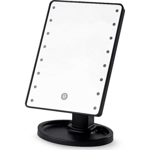 Led Makeup Mirror With Light Desktop Storage Touch Sensor Mirror 360 Rotating Square Makeup Mirror Makeup