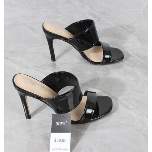 Womens sexy sandals 2021 summer new one-line open-toed patent leather super high-heel stiletto sandals fashion party shoes 10CM