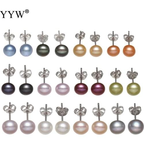 Clearance Freshwater Pearl Earrings Womens European Big Hole Trollbeads Wi Baroque luxury Special Surprise Gift Pearls Earrings