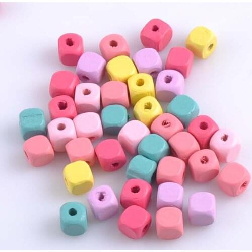 10mm 50Pcs Mixed Color Natural Wooden Cube Spacer Beads For Jewelry Making DIY 2017 New MT1422X