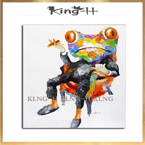 100% pintado a mano de animales de dibujos animados modernos pintura al óleo sobre lienzo hecho a mano pintura abstracta Rana fu